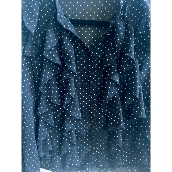 Low Price! Zara Black Polka Dot Ruffle Blouse – Size M - Picture 3 of 4